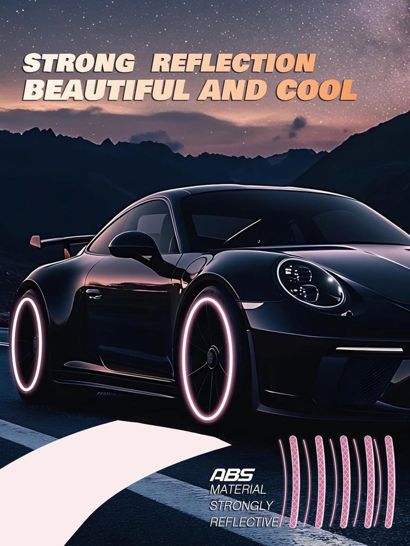 Maicican 20PCS Car Wheel Reflective Decorative Strip,Night Safety Warning Stickers,Cars,Motorcycles,Bicycles are Applicable, Colorful and Diverse, a Street The Most Beautiful Car (Light Pink) - Image 4